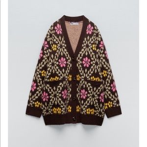 Zara Jacquard Cardigan S